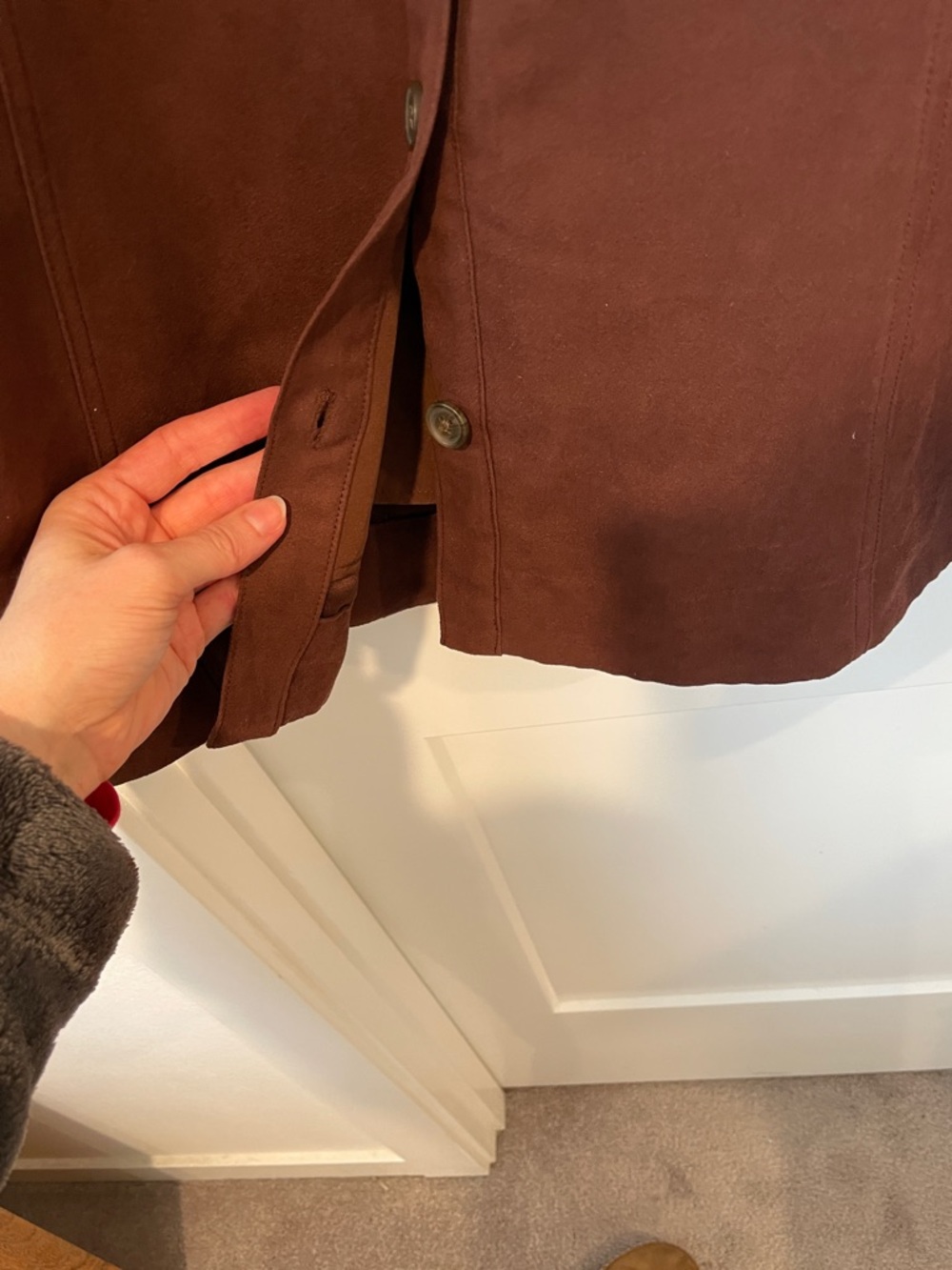 Button-Front A-Line Skirt in Deep Brown - Picture 4 of 5